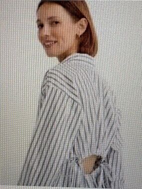 NWT Ann Taylor Loft Striped Cut out Tie Back Poplin Shirt